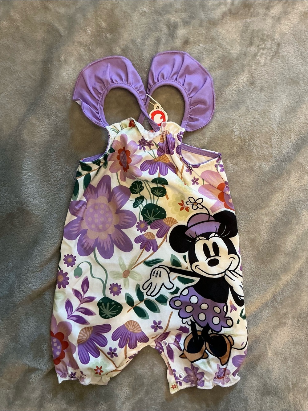PatPat Disney Floral Purple and Green Baby Romper
